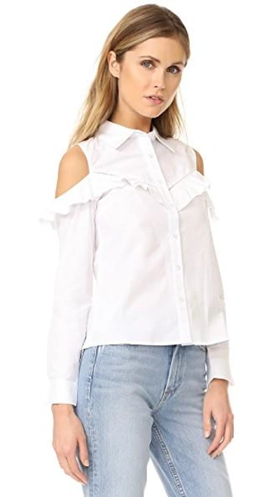 Shop Glamorous Ruffle Cold Shoulder Blouse In White