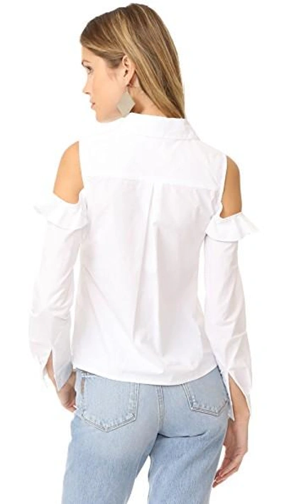 Shop Glamorous Ruffle Cold Shoulder Blouse In White