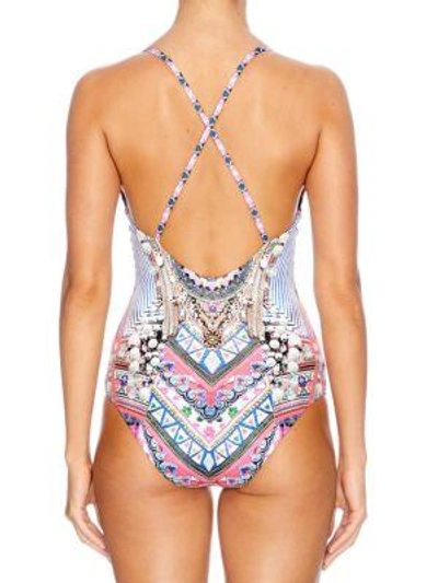 Shop Camilla Chinese Whispers One-piece Crossover Back Swimsuit In Multi