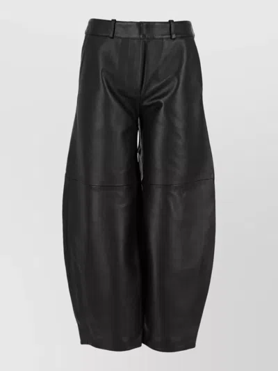 Co Wide-leg Leather Trousers In Black