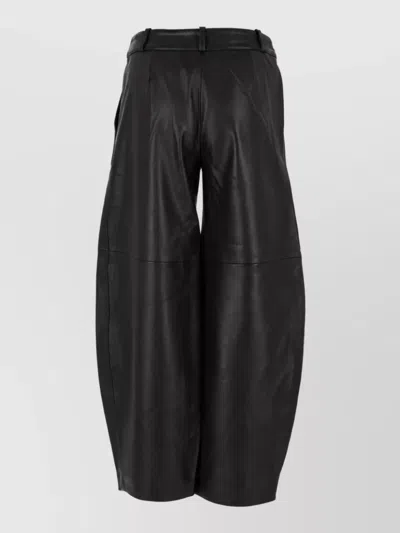 Co Wide-leg Leather Trousers In Black