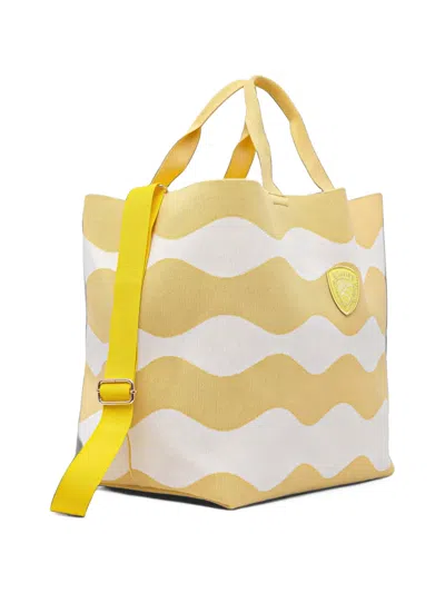 Blauer Wave-pattern Logo-patch Tote Bag In Brown