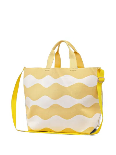 Blauer Wave-pattern Logo-patch Tote Bag In Brown