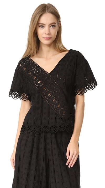 Shop Opening Ceremony Anglaise Popover Top In Black