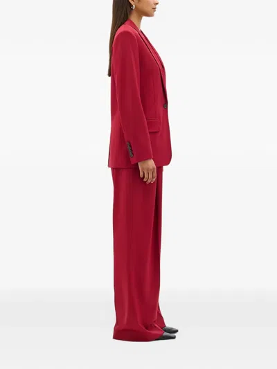 Another Tomorrow Single-button Relaxed Blazer In Red