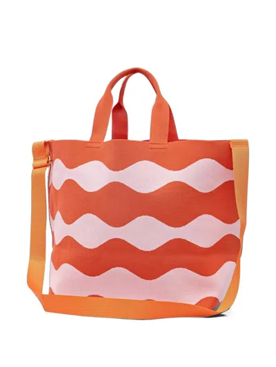Blauer Wave-pattern Logo-patch Tote Bag In Orange