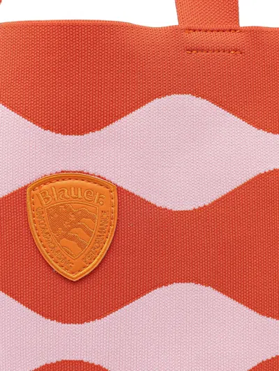 Blauer Wave-pattern Logo-patch Tote Bag In Orange