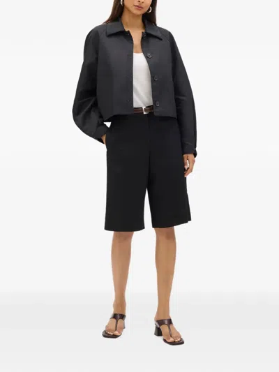 Another Tomorrow Balmacaan Jacket In Black