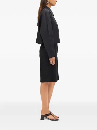 Another Tomorrow Balmacaan Jacket In Black