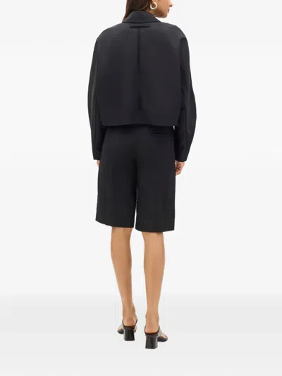 Another Tomorrow Balmacaan Jacket In Black