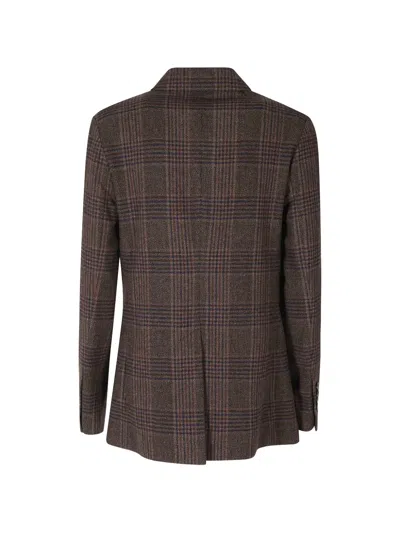 CHECK-PATTERN DOUBLE-BREASTED JACKET