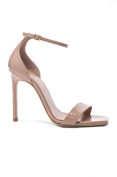 Shop Saint Laurent Patent Amber Ankle Strap Heels In Neutrals, Pink.  In Nude Pink