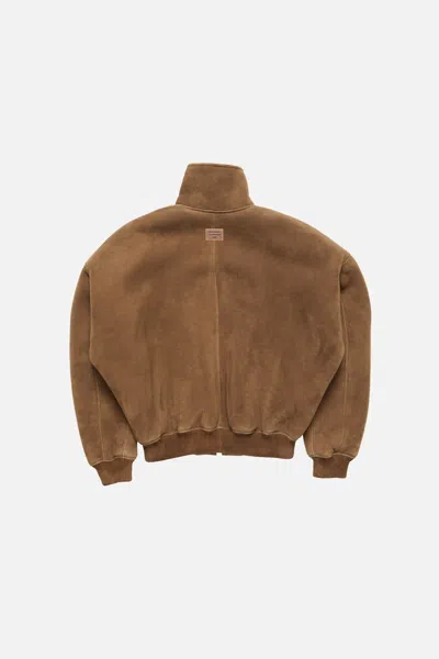 Acne Studios Leather Zip Front Jacket In Brown