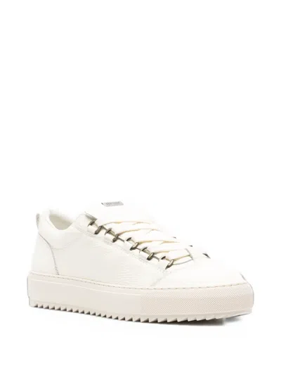 Represent Grained Leather Thick Sole Low-top Sneakers In White