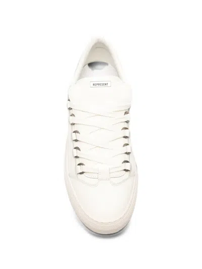 Represent Grained Leather Thick Sole Low-top Sneakers In White