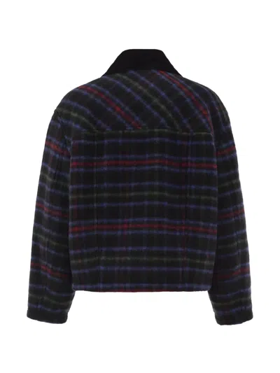 Fay Checked Wool-blend Jacket With Hook Fastenings In Blue