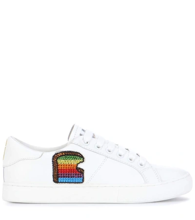 Shop Marc Jacobs Empire Toast Embellished Leather Sneakers In White