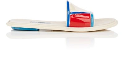 Prada Rubber Slide Sandals In Cream,blue,red,white