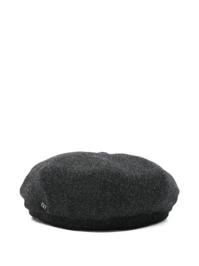 Tagliatore Herringbone-pattern Flat Cap In Gray