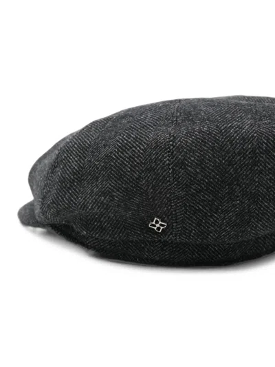 Tagliatore Herringbone-pattern Flat Cap In Gray