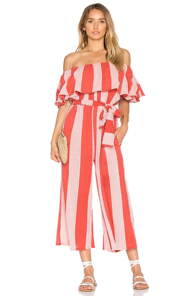 Faithfull The Brand X Revolve Holiday Jumpsuit In Red. In Picnic Stripe Print