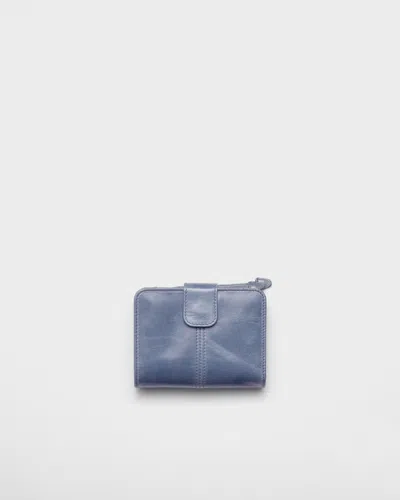 Prada Small Leather Wallet In Blue