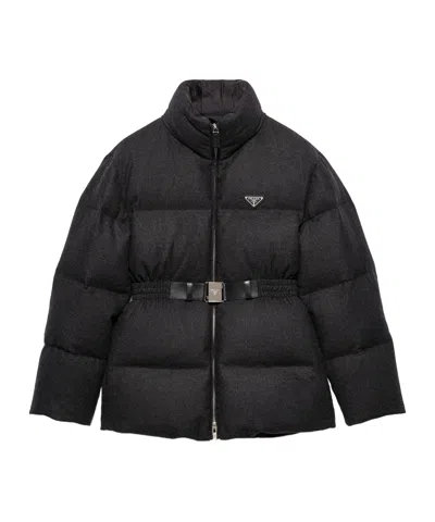 Prada Re-wool Down Jacket In Black