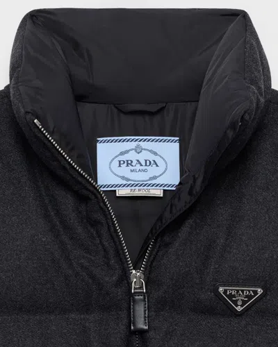 Prada Re-wool Down Jacket In Black