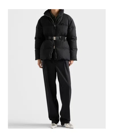 Prada Re-wool Down Jacket In Black