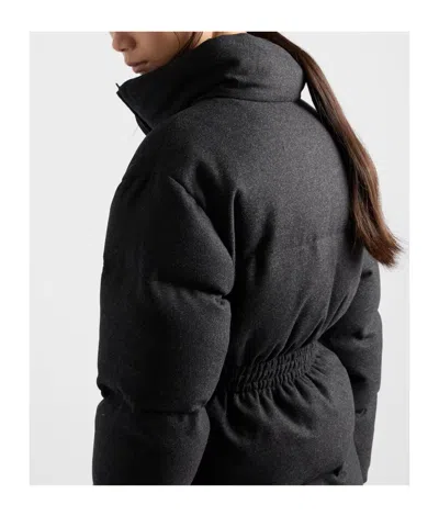 Prada Re-wool Down Jacket In Black