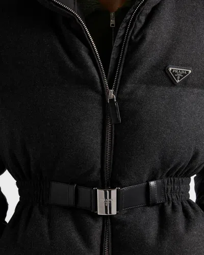 Prada Re-wool Down Jacket In Black
