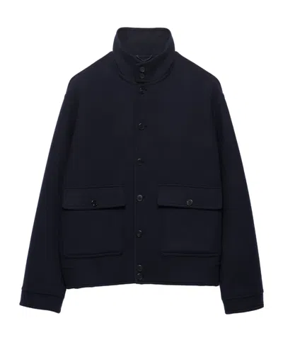 Prada Cashmere Blouson Jacket In Blue