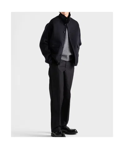 Prada Cashmere Blouson Jacket In Blue