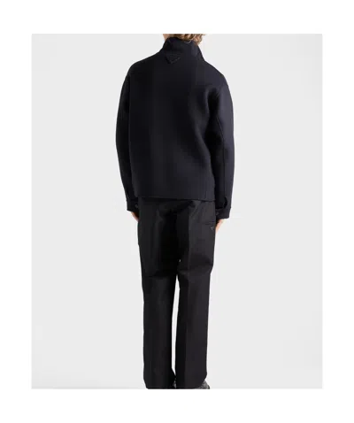 Prada Cashmere Blouson Jacket In Blue