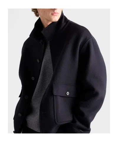 Prada Cashmere Blouson Jacket In Blue