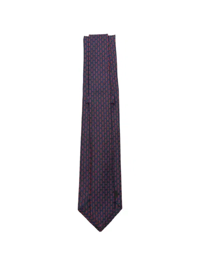 Kiton Geometric-pattern Silk Tie In Blue