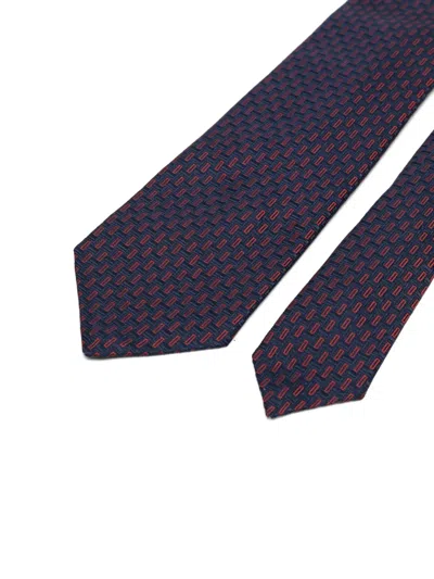 Kiton Geometric-pattern Silk Tie In Blue