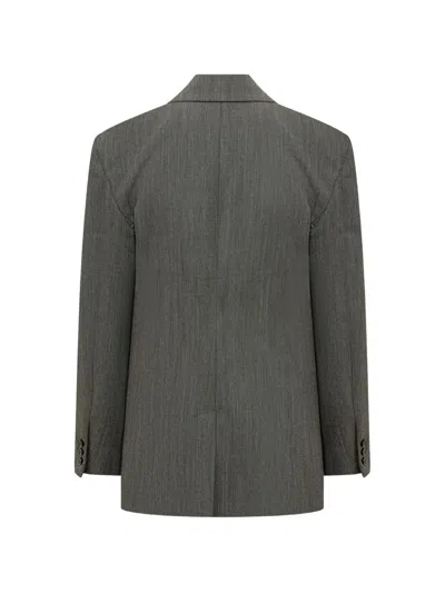 Msgm Double-breasted Blazer In Gray