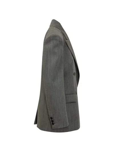 Msgm Double-breasted Blazer In Gray