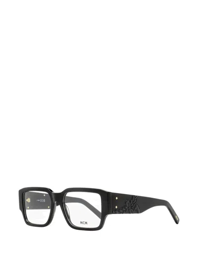 Mcm Laurel Relief Rectangular-frame Glasses In Black
