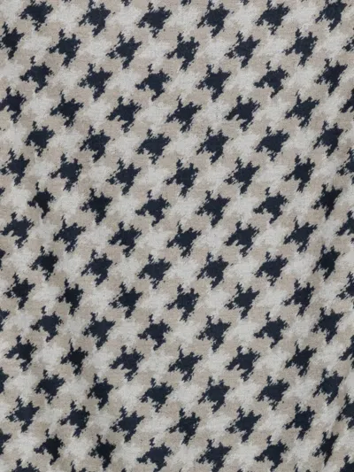 Kiton Houndstooth-pattern Frayed-edge Scarf In Multi