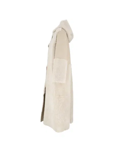 Antonelli Hooded Panelled Leather Coat In Neutral