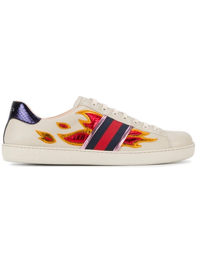 GUCCI Ace Low-Top Flames Sneaker Black 440724 US 7.5