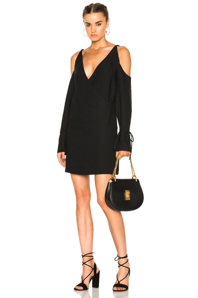 Iro Lebeca Cold-shoulder Wrap-effect Crepe Mini Dress In Black