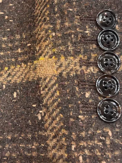 Saulina Check-pattern Double-breasted Blazer In Brown