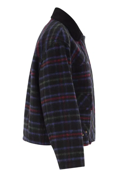 Fay Checked Wool-blend Jacket With Hook Fastenings In Multi