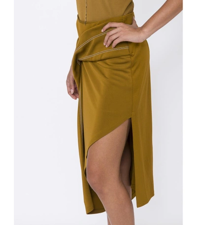 Shop Atlein Tan Asymmetric Draped Skirt