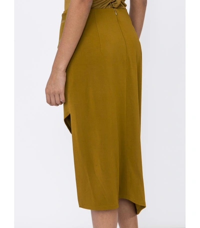 Shop Atlein Tan Asymmetric Draped Skirt