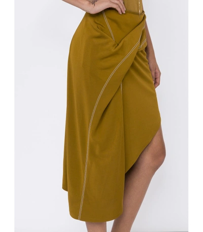 Shop Atlein Tan Asymmetric Draped Skirt