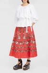 ERDEM Tiana Floral-Print Cloqué Midi Skirt